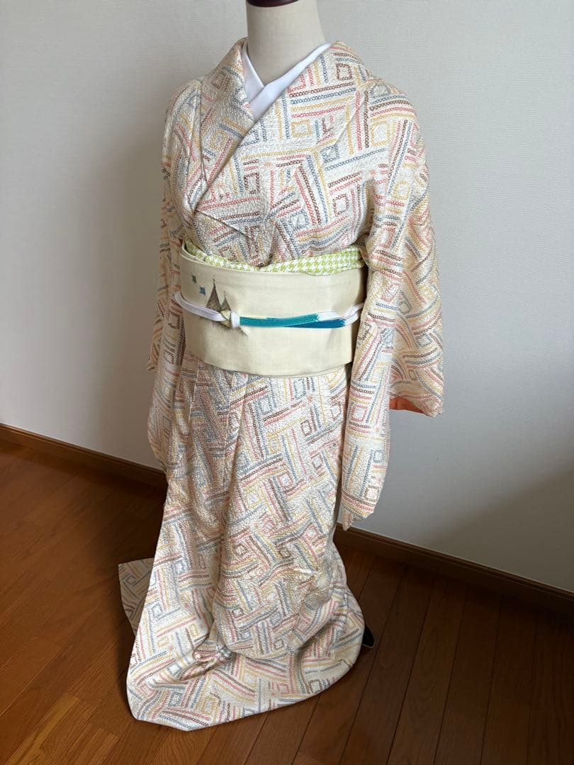 ❤️春待ち正絹小紋 総絞りクリームyellowトールサイズ 新品保管品