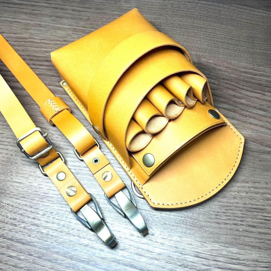 5丁差し シザーケース ライトキャメル5丁差しシザーケース