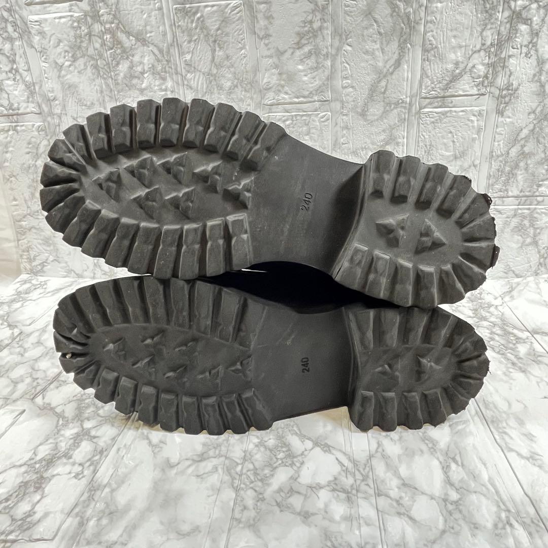 美品】スタッカート ショートブーツ 厚底 センタージップ ブラック 24