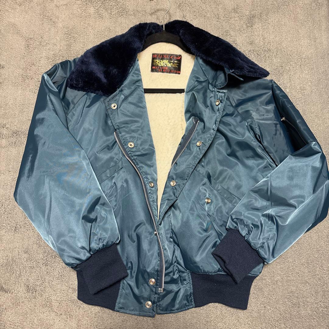 80s　B-15フライトジャケット ダークブルー ファー付き ALPHA B-15 FLIGHT JACKET ｜アルファ インダストリーズ
