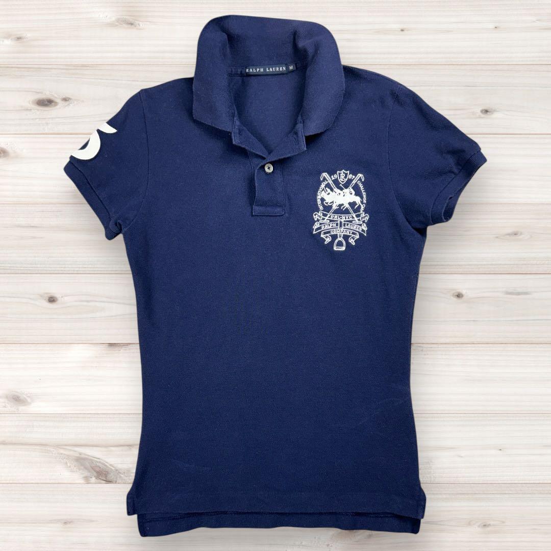 希少】ラルフローレン ポロシャツ ポニー 刺繍 ネイビー M ゴルフ 紺
