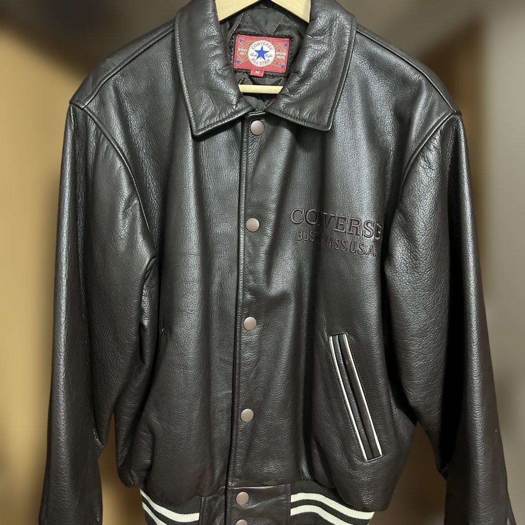 90s converse コンバース　革ジャン　ブラウン