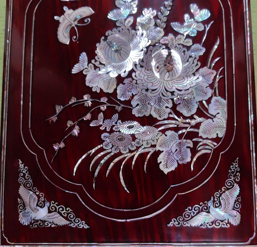 花鳥(蝶)の螺鈿細工 木製 文箱