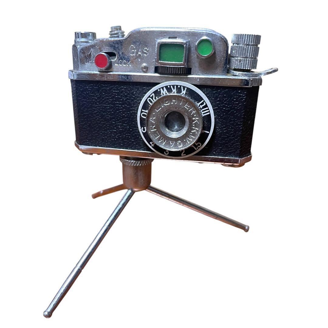 昭和レトロ アンティーク カメラ型のオイルライター 三脚付き - メルカリ