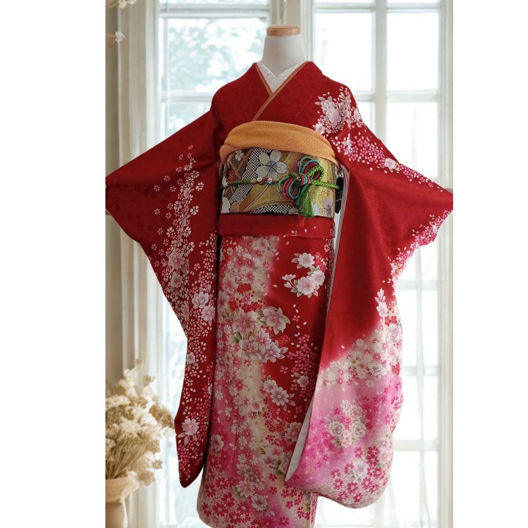 ☆新年特価！値下げ☆一蔵 正絹赤振袖6点セット｜桜模様入り│成人式