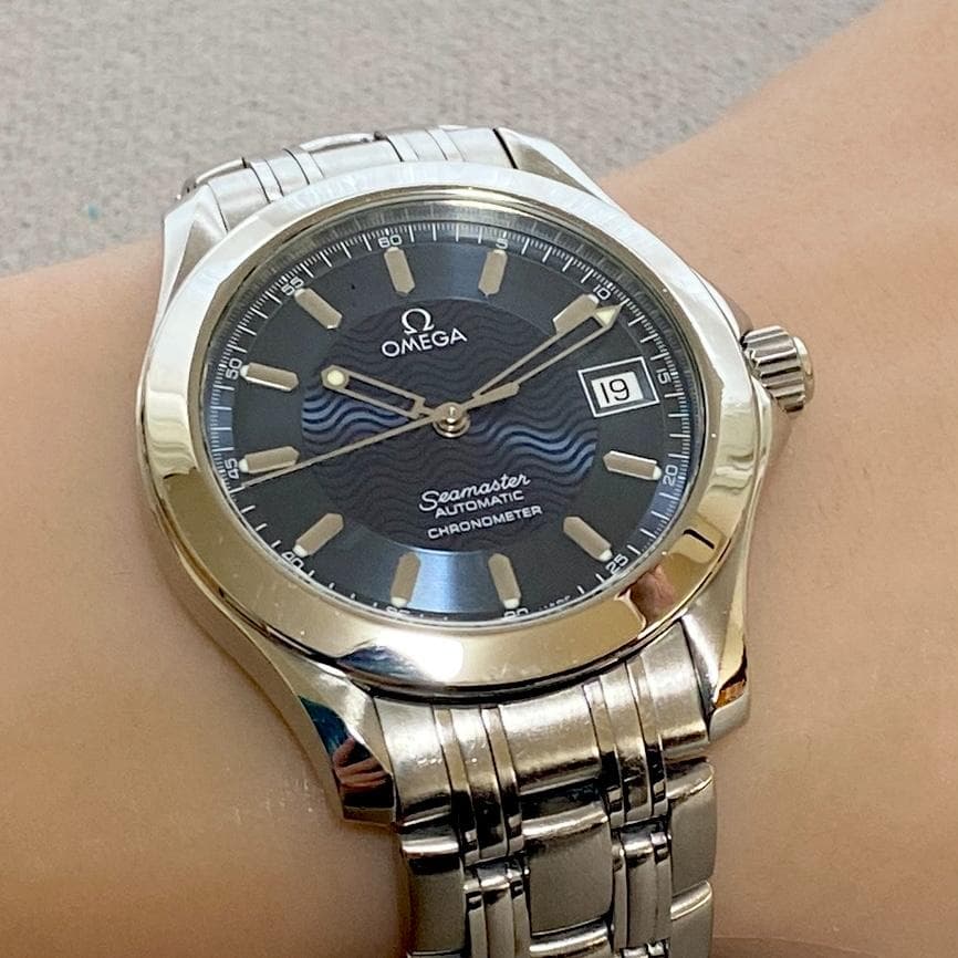 OH済 箱付き オメガ シーマスター 120 クロノメーター 青文字盤 自動