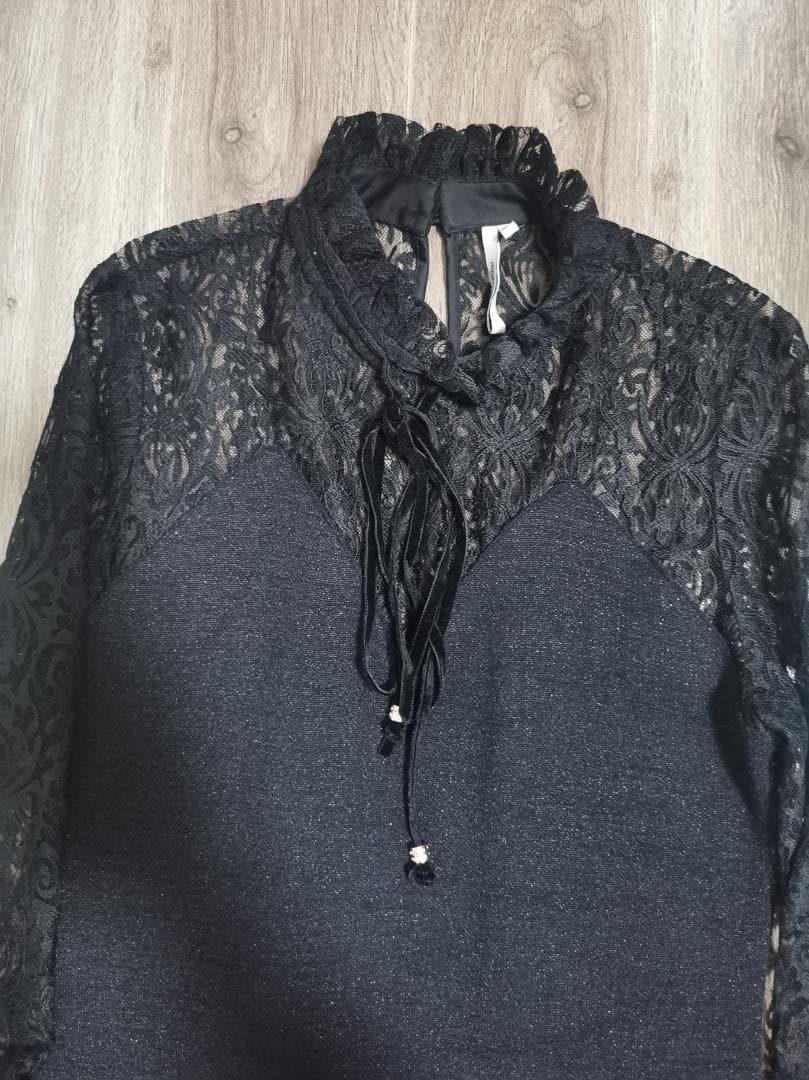 エレガント ブラック ワンピース 膝丈