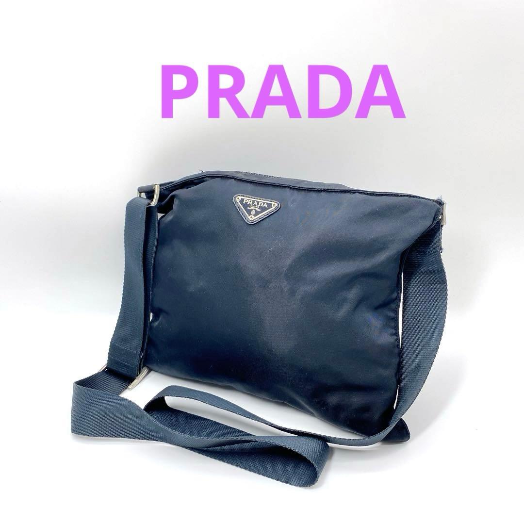 PRADA プラダ ナイロン ショルダーバッグ 三角ロゴ ブラック　男女兼用