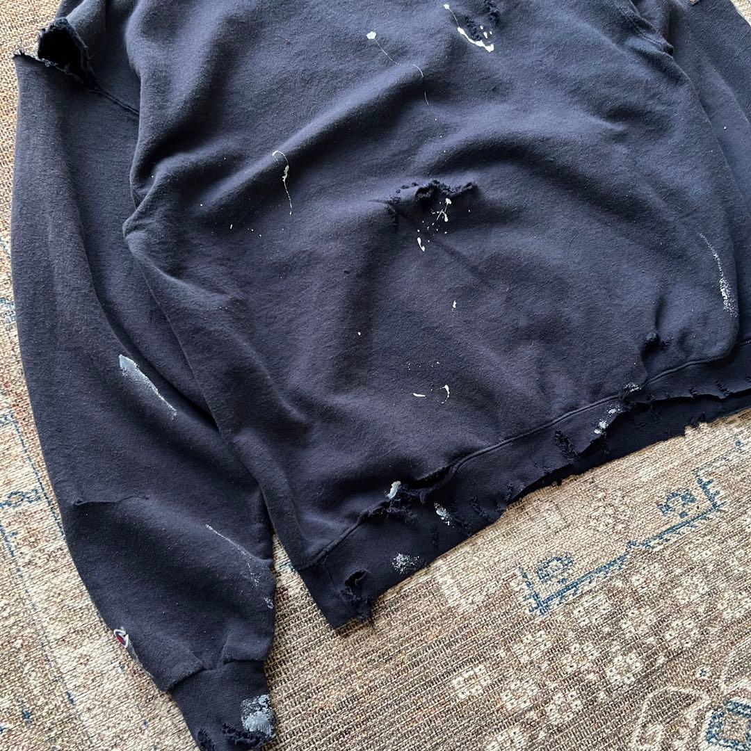 90s champion ダメージ ボロ スウェット パーカー ペンキ グランジ
