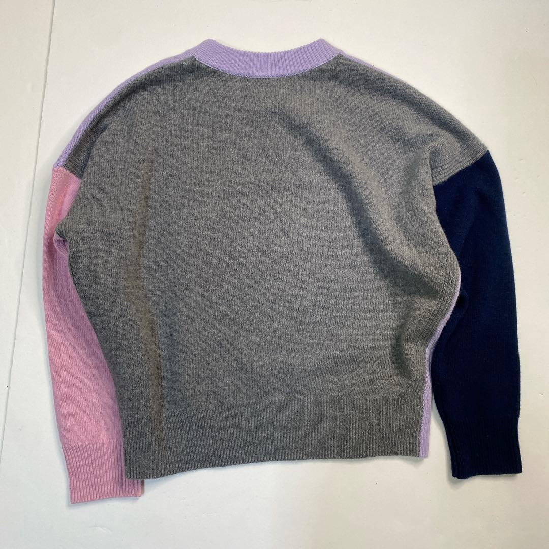 メゾンキツネ 刺繍ニットセーター ウール100% ピンク パープルバイ