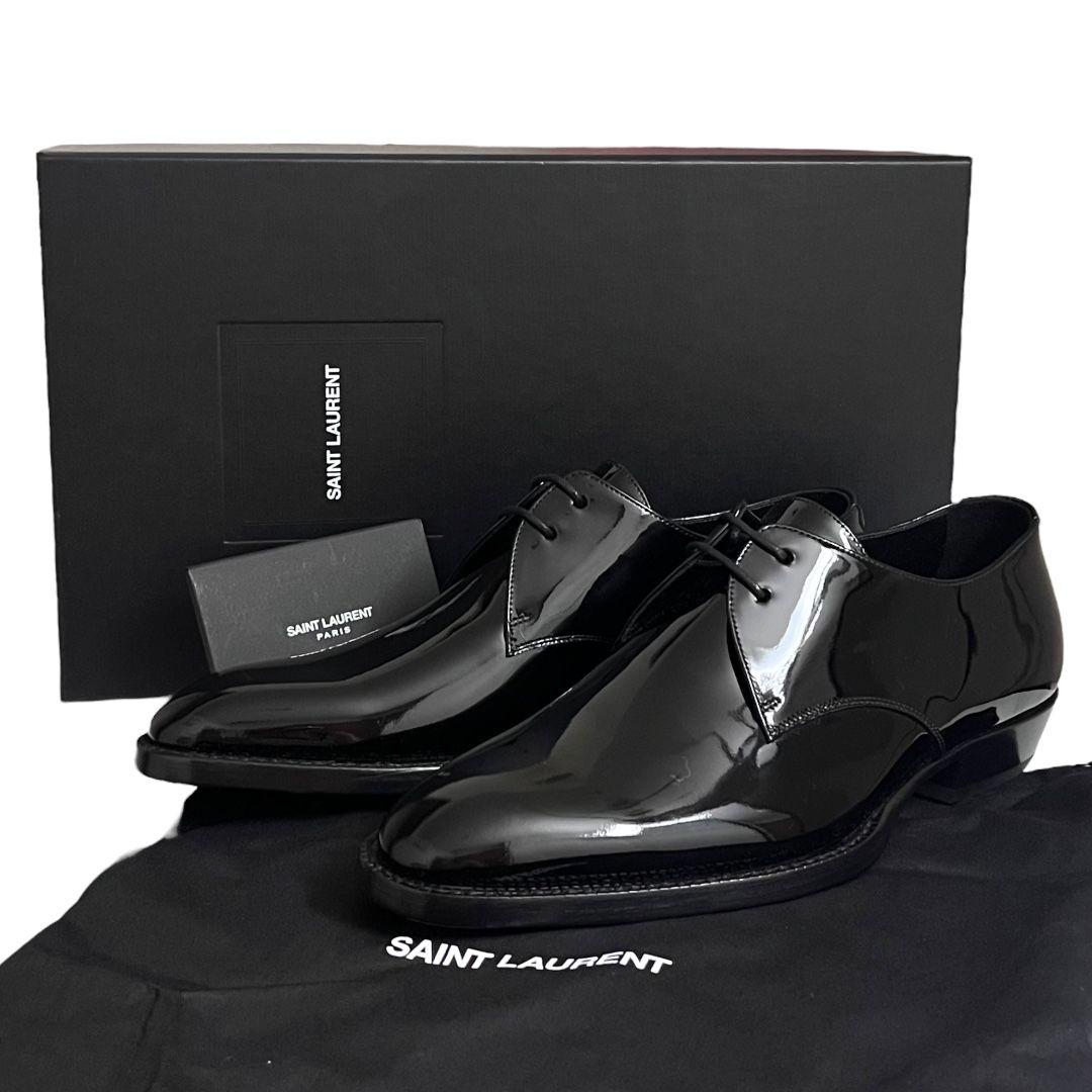 新品 サンローランパリ ワイアット ダービー パテントレザードレス