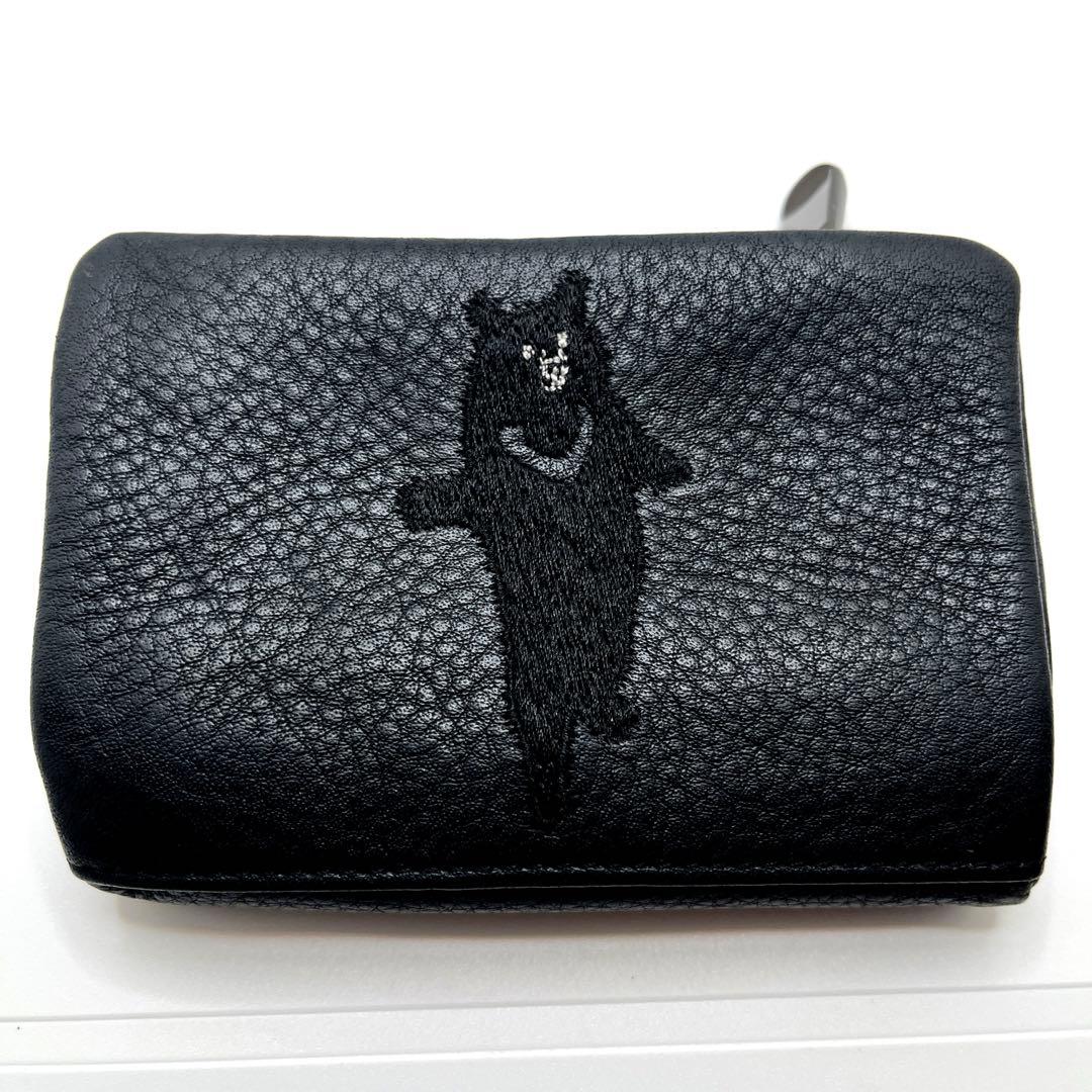 美品ear PAPILLONNER ツキノワグマ ベア クマ レザー二つ折り財布