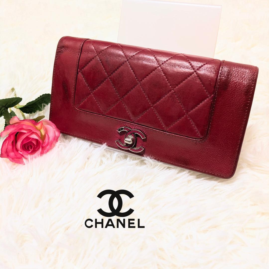 希少✨CHANELシャネル　マドモアゼル　マトラッセ　フラップ　長財布　ボルドー シャネル CHANEL 長財布 マドモアゼル マトラッセロングウォレット