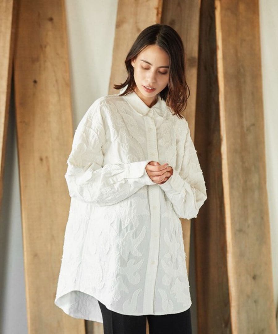 美品♪サラマリカ コットンリネンパッチビッグシャツ 刺繍 オーバー