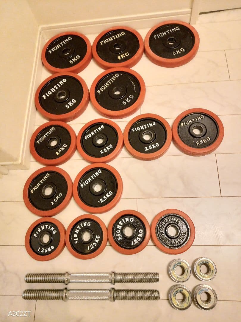 ファイティングロード ダンベル50kg 赤ゴム (シャフトは未開封の未使用品） ファイティングロード Co.Ltd（FIGHTING ROAD CO.LTD）（メンズ