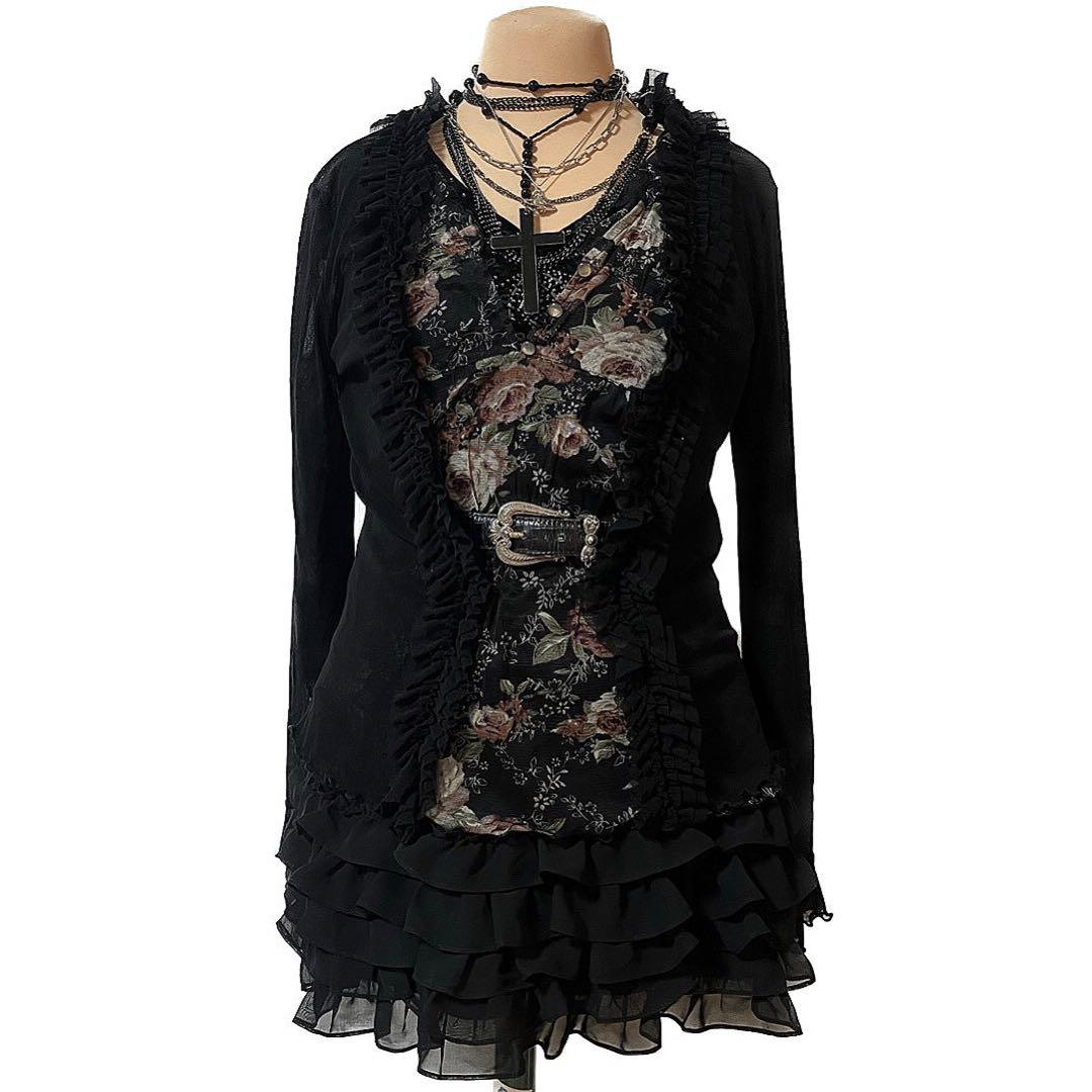 y2k 平成ギャル NANA ダークコア ゴシック カーディガン フリル 00