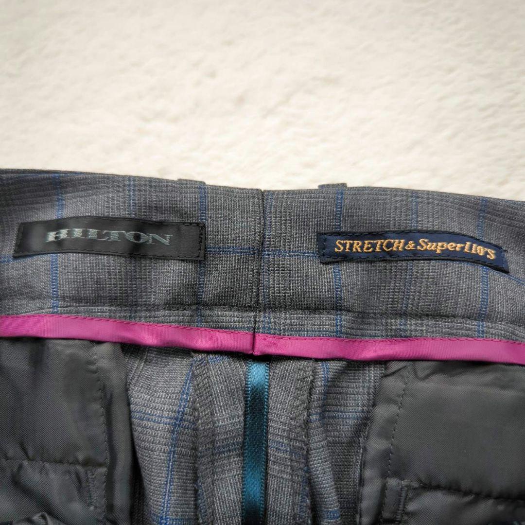 美品☆ HILTON Super 110 グレー チェック柄 パンツスーツ L - メルカリ