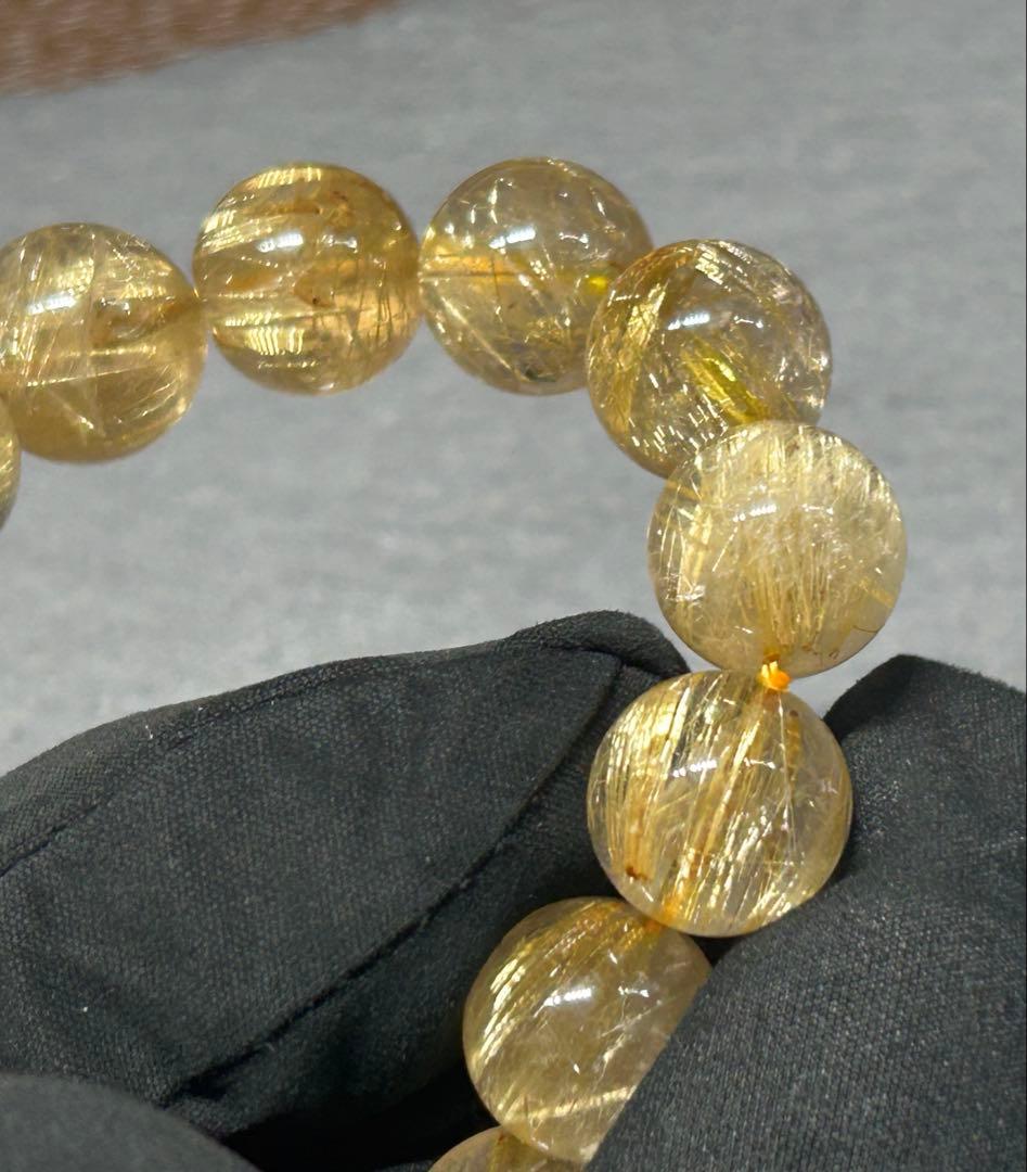 ゴールド　ルチル　クォーツブレスレット　12.5mm