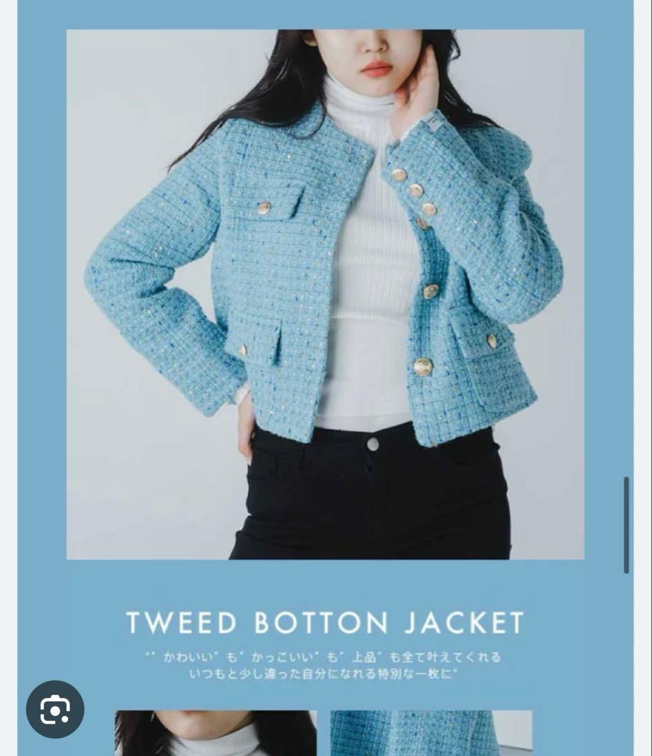 blue palang ブルーパラン ツイードジャケット ブルー - メルカリ