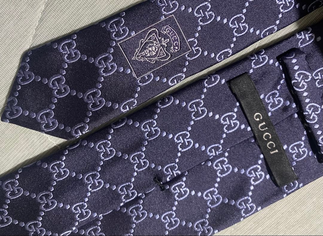 1番人気組み合わせ☆】GUCCI×GGロゴ×ネイビーカラー×剣先8cm