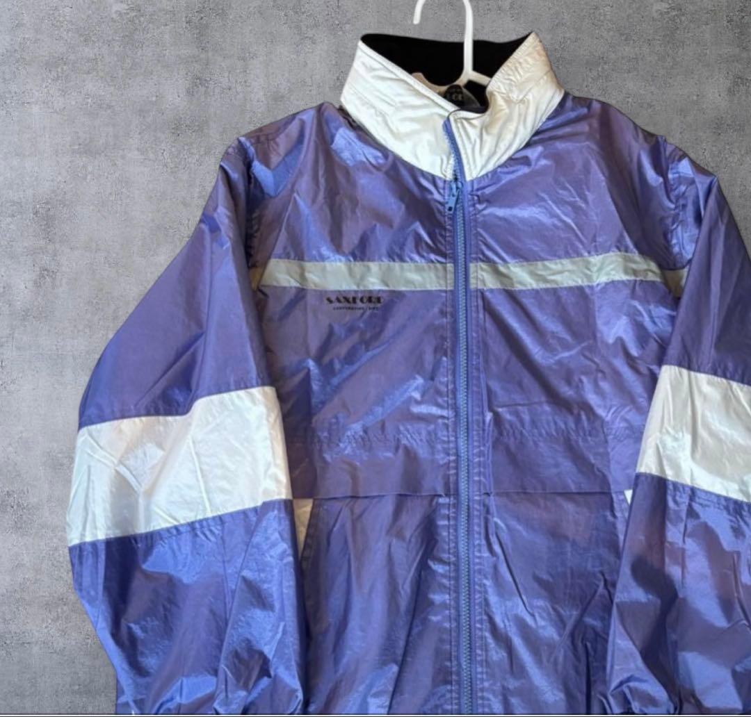 美品 90s SAXFORD ナイロンジャケット 裏地フリース 紫×白 L - メルカリ