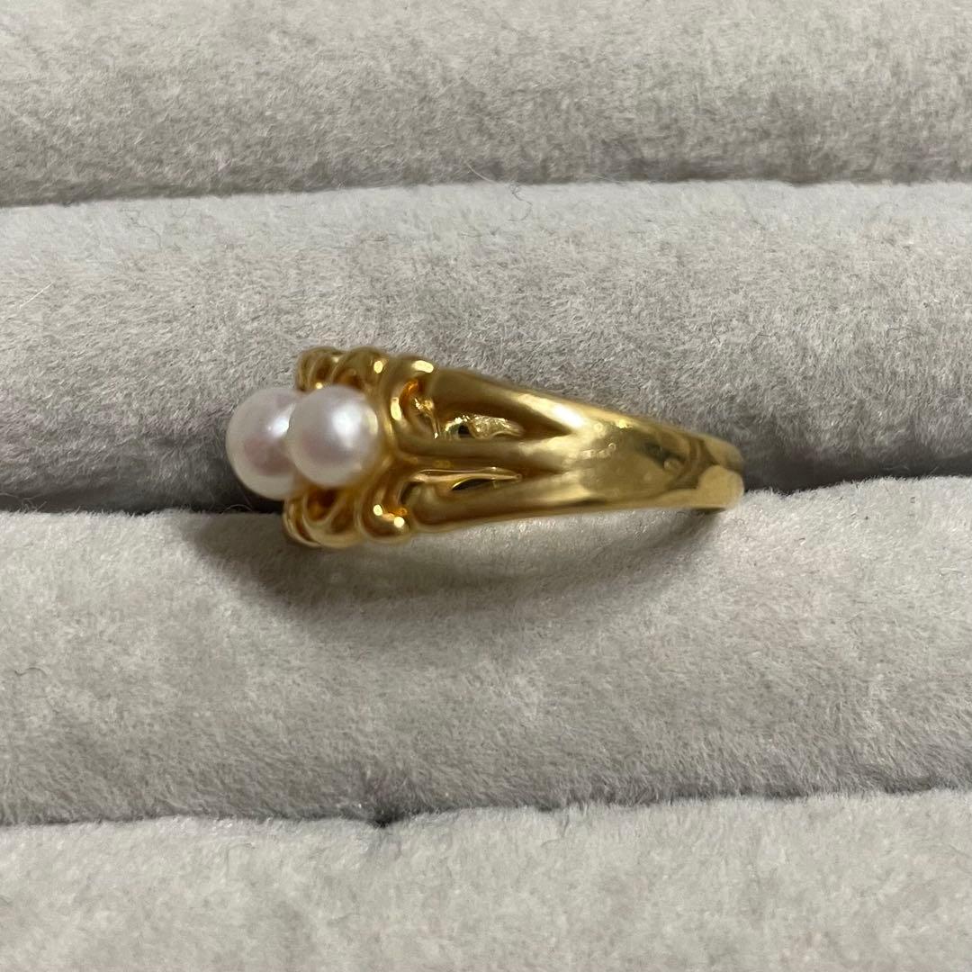 K18 ゴールド パール リング 指輪 6.0g 約11号