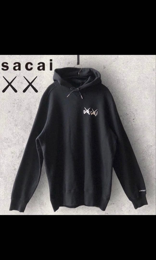 希少コラボ】sacai×KAWS刺繍ロゴパーカー - メルカリ