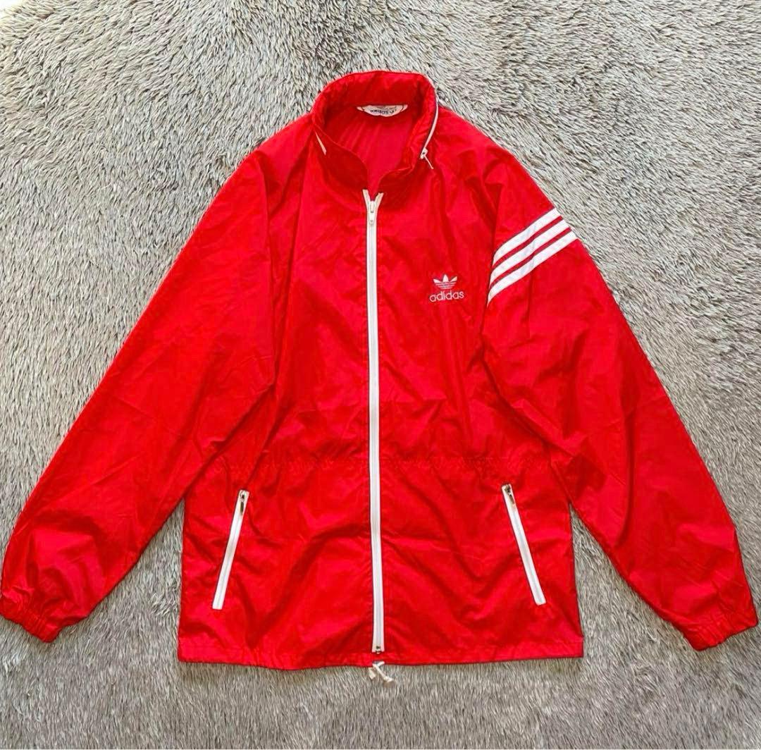 アディダス 80s デサント製 ナイロンジャケット レッド【M】 - メルカリ