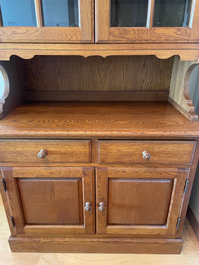 最終価格　《ナラ無垢材　食器棚　カップボード》 ヴィンテージ　最終発送9月17日