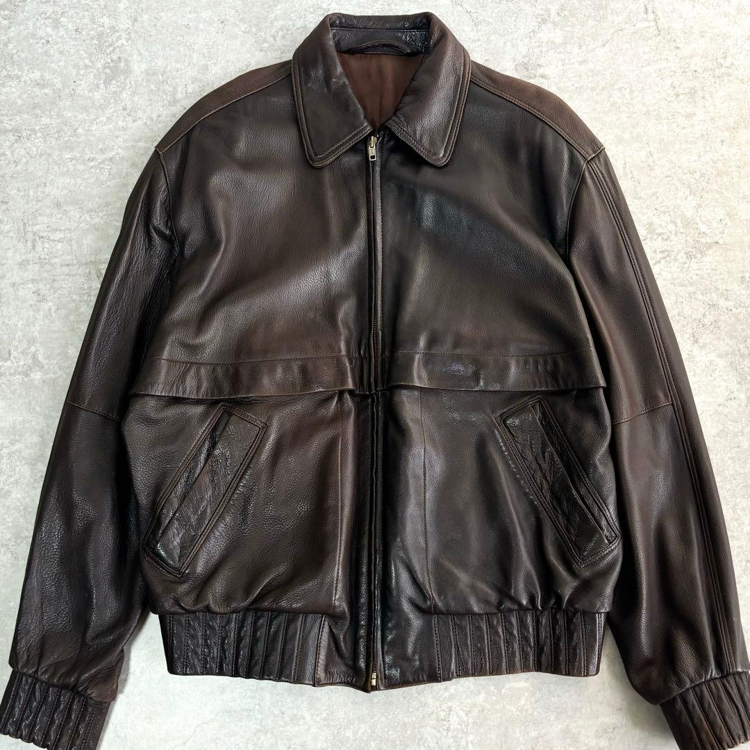 L】LOEWE ロエベ ヴィンテージ 本革 レザージャケット ブラウン 茶
