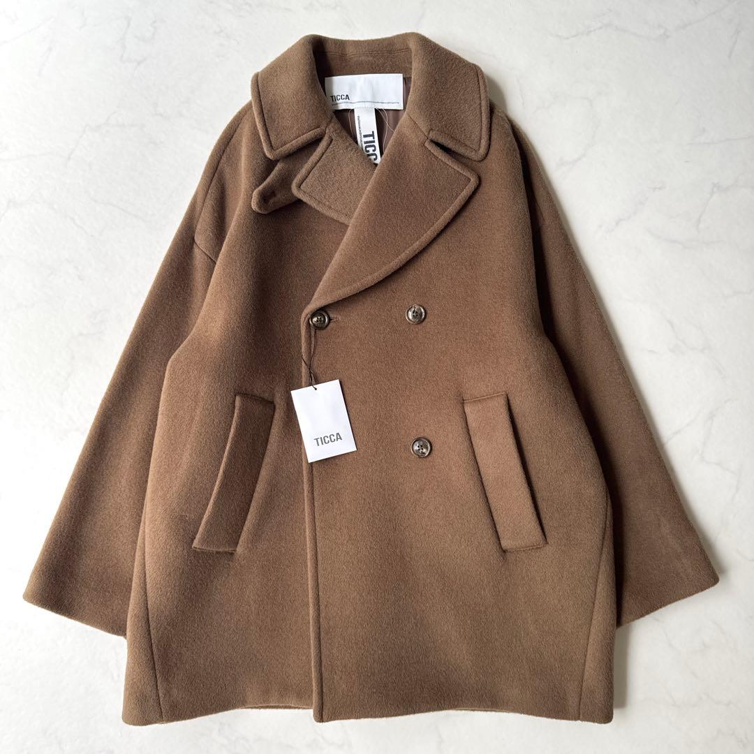 新品✨️定価6.4万 22AW ティッカ ショートピーコート キャメル