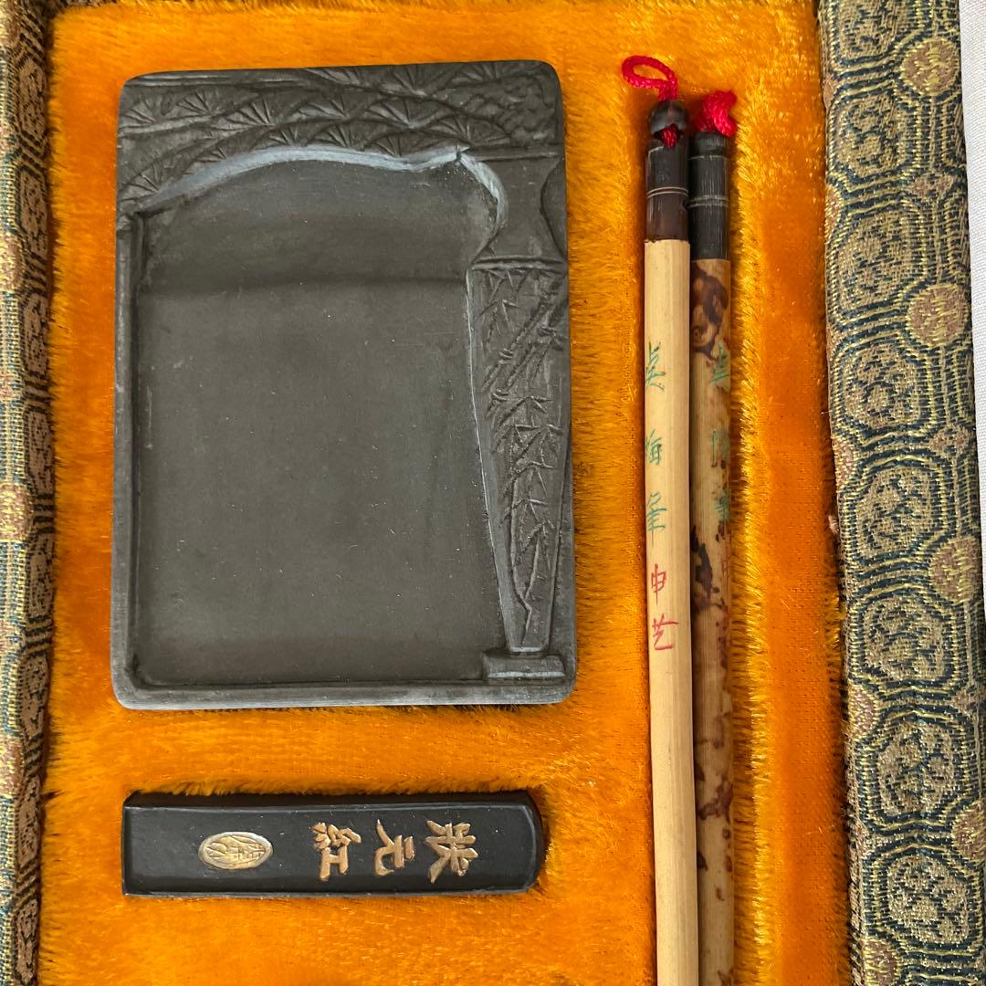 中国文房四寶 書道具セット 硯・筆・墨・墨汁入れ - メルカリ