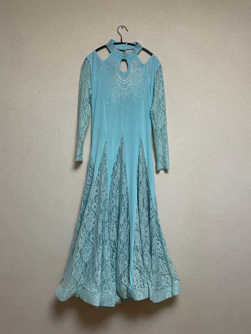 TAKA International 社交ダンスドレス 水色 ミントグリーン スタンダードドレス WS0634D アイスブルー/スペアミント L 社交ダンス