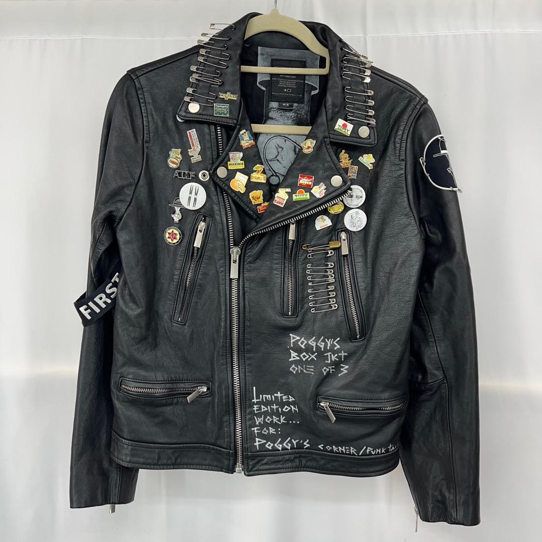 ART COMES FIRST ピンカスタムレザーダブルライダースジャケット