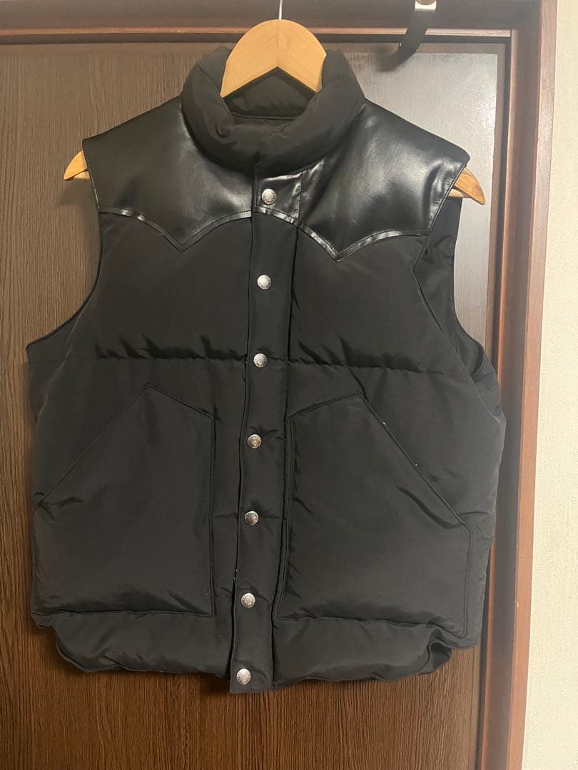 Sugar Cane ( シュガーケーン ) レザーヨークダウンベスト　ブラック SUGAR CANE シュガーケーンレザーヨークダウンベスト