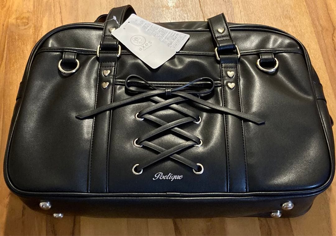 axes femme POETIQUE レースアップボストンバッグ 黒 スクバ風 - メルカリ