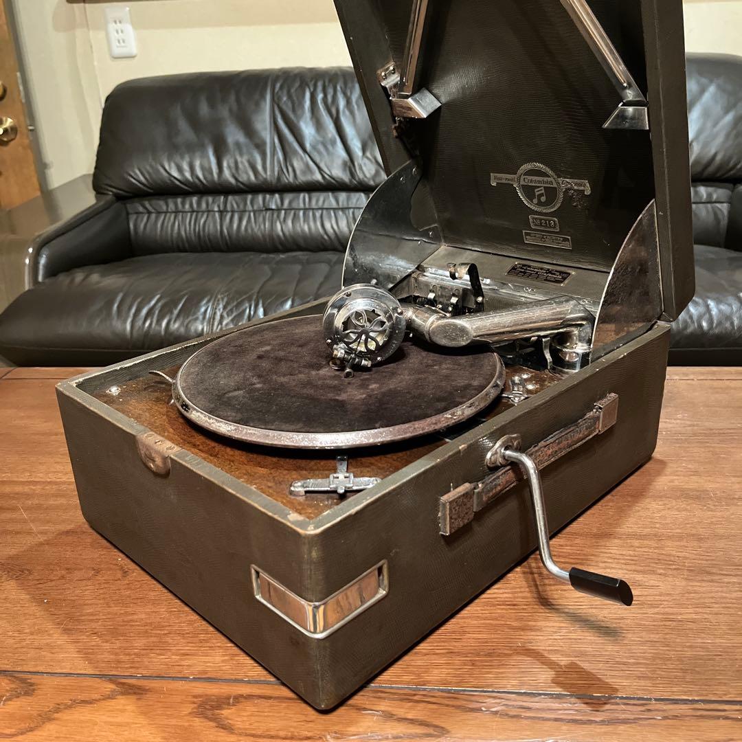 名機！ 高級ポータブル Columbia 蓄音機 ダブルゼンマイ 213 OH済