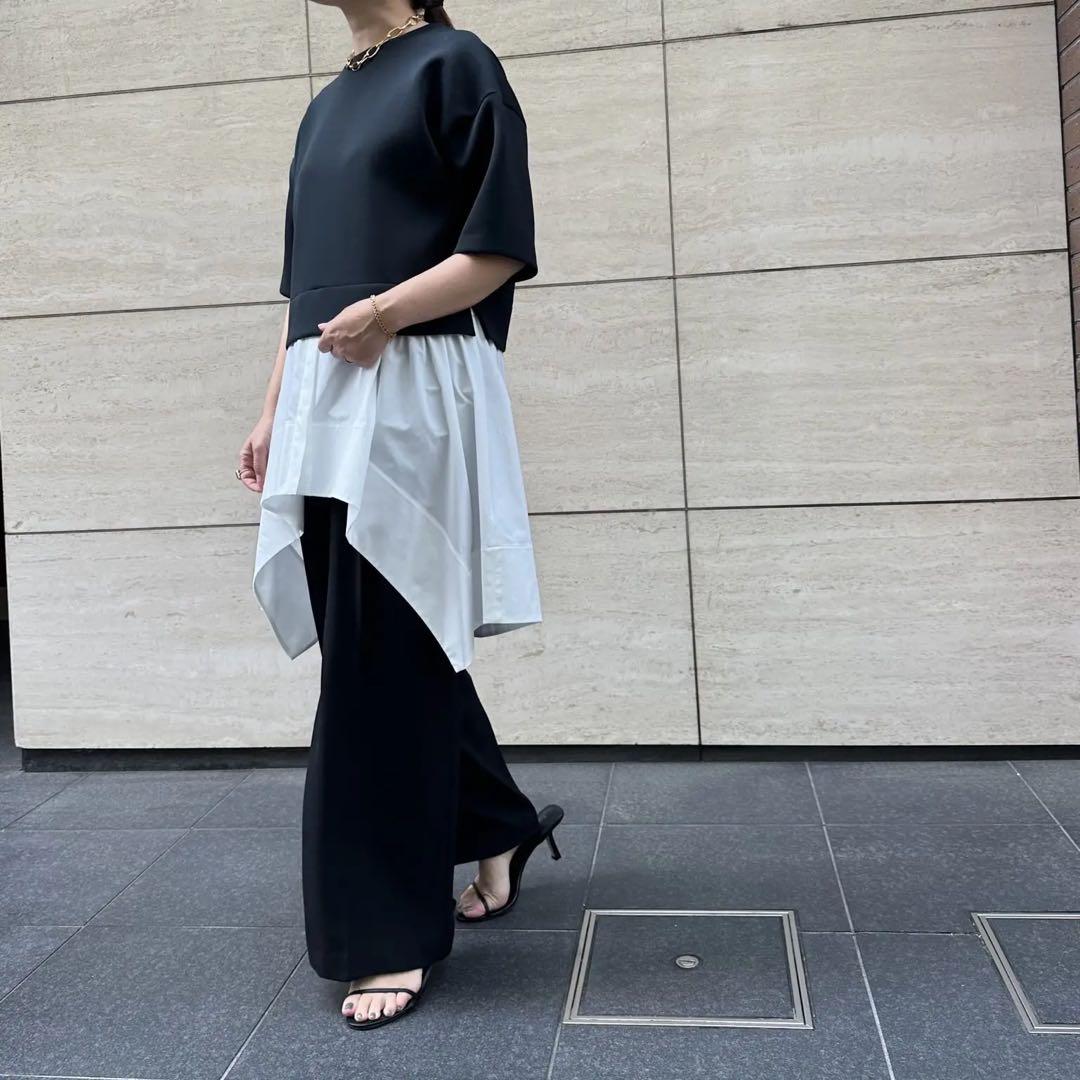 LE PHIL×eclat ジャージーコンビカットソー ブラック×ホワイト ウールジャージーコンビカットソー | LE PHIL（ル フィル） ｜【公式