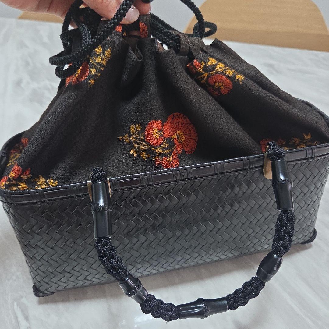 公長斎小菅 黒柄波網代ロングバッグ - メルカリ