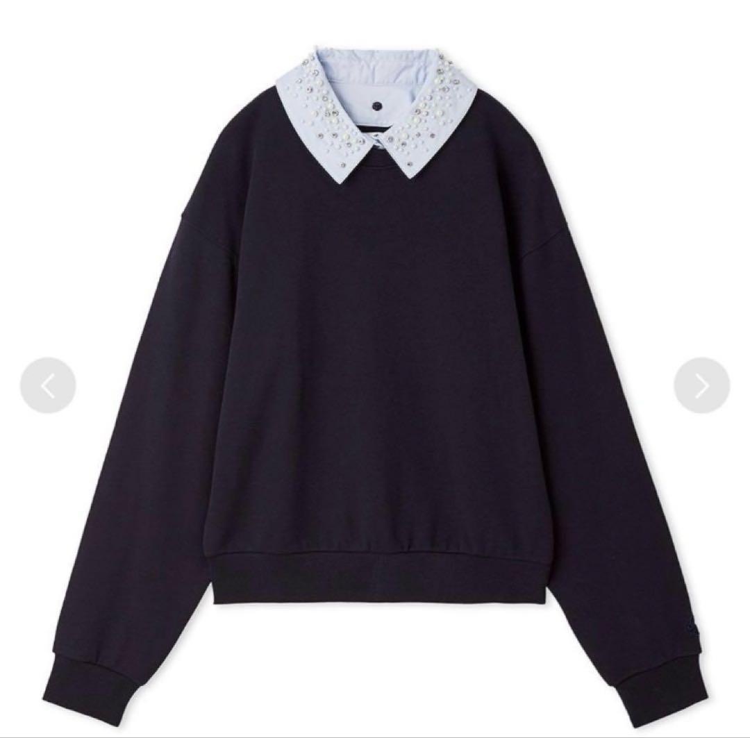 SNLDEL【USAGIONLINE/ZOZOTOWN限定】ビジュー衿スウェット