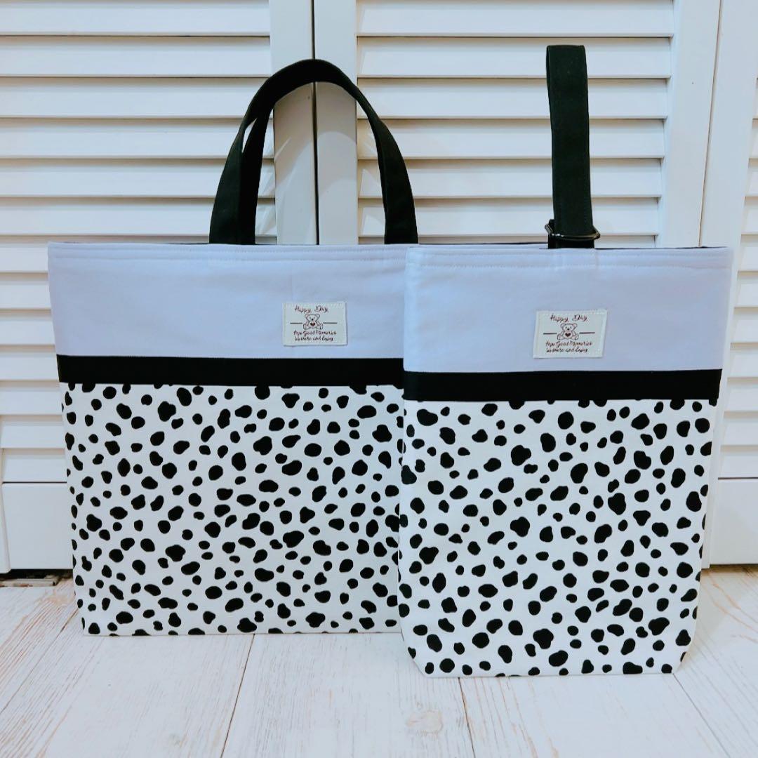 ダルメシアン×パープル/入園入学セット/レッスンバッグ&シューズバッグ