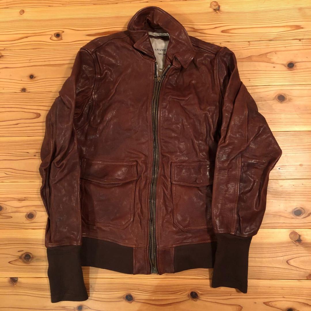 AVIREX ブラウン レザー シングルライダースジャケット - メルカリ