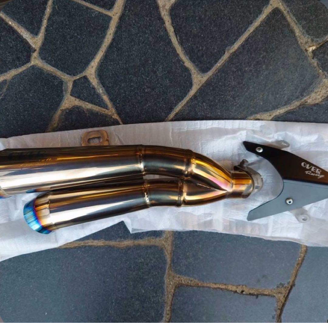 【希少】【良品】オーヴァーレーシング　ツインチタンメガホンスリップオンマフラー