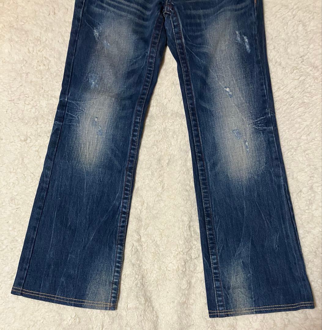 レッドペッパー y2k 平成ギャル 刺繍 フェード ブーツカットデニム26