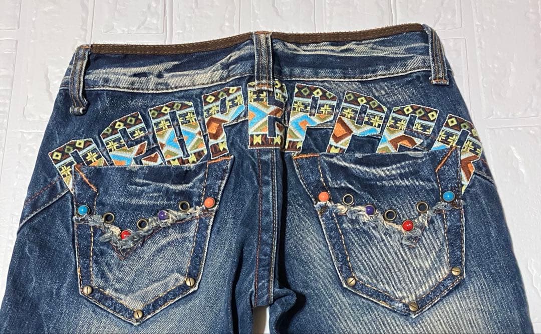 レッドペッパー y2k 平成ギャル 刺繍 フェード ブーツカットデニム26