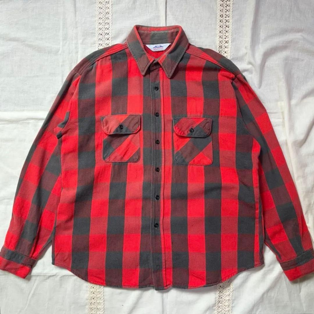 USA製80s FIVE BROTHERファイブブラザー ヘビーネル 赤黒XL - メルカリ