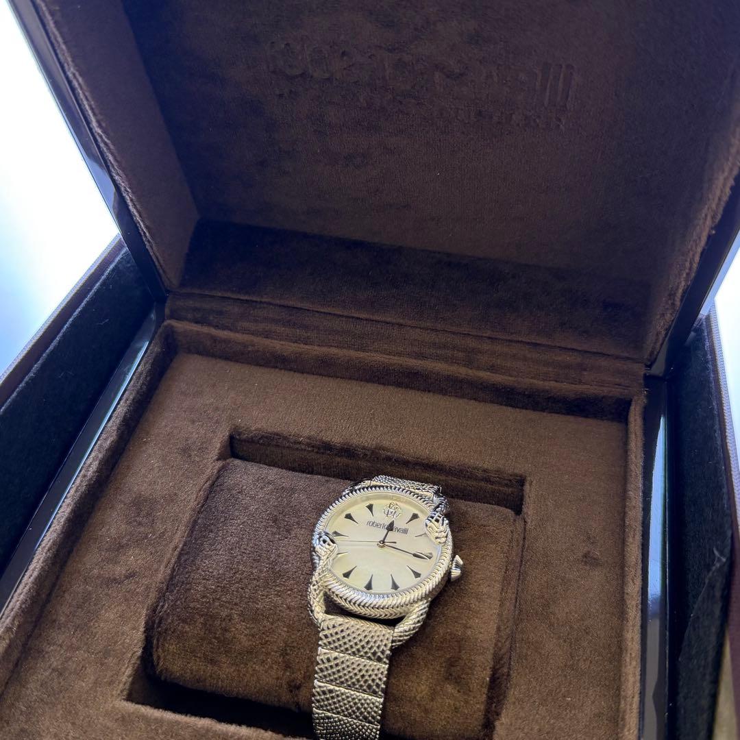 極美品】ロベルトカヴァリ 1L072 シェル レディース クォーツ 箱説保
