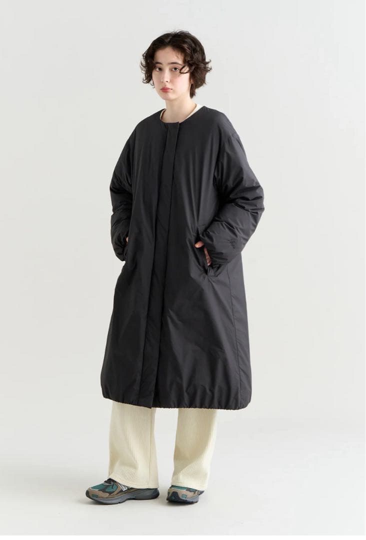 NANGA ノーカラーダウンコート ブラック Lサイズ NANGA (ナンガ) NO COLLAR DOWN COAT / ノーカラーダウンコート