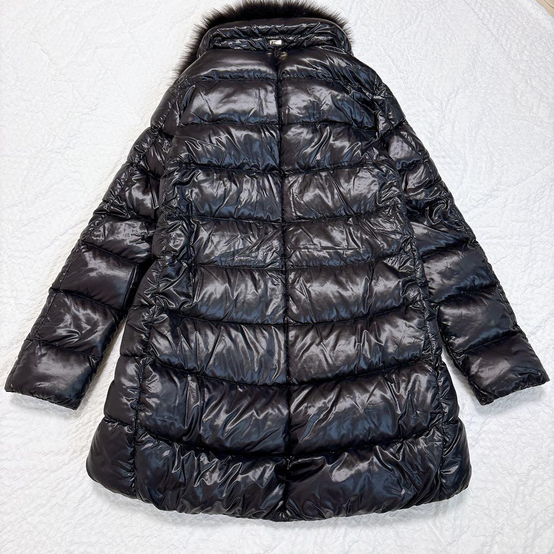超軽量✨HERNO フォックスファー ダウンコート ブラック 黒 金ボタン