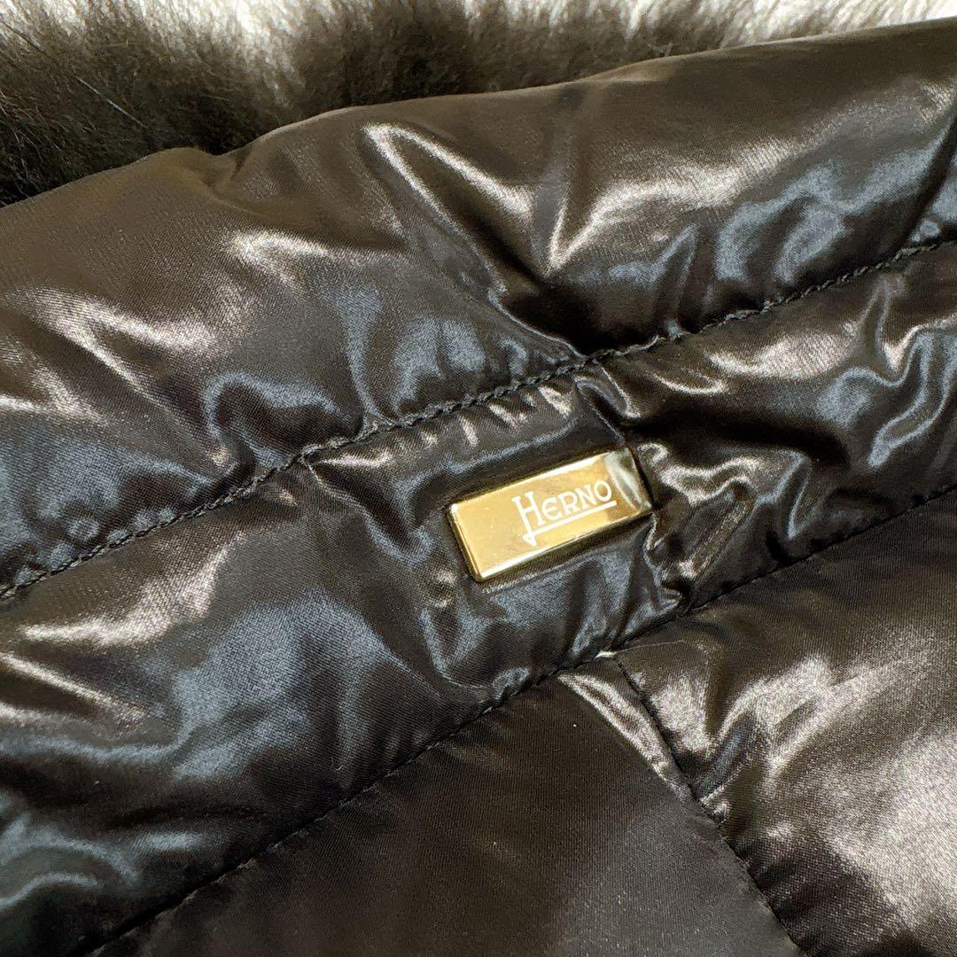 超軽量✨HERNO フォックスファー ダウンコート ブラック 黒 金ボタン